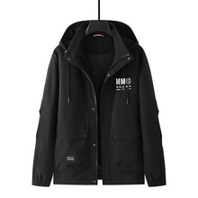 设计师原创男士工装连帽夹克春秋季加大码胖哥宽松夹克潮流时尚男