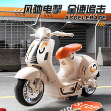 儿童复古摩托车惯性行驶灯光仿真音效小绵羊模型宝宝玩具摆件地摊