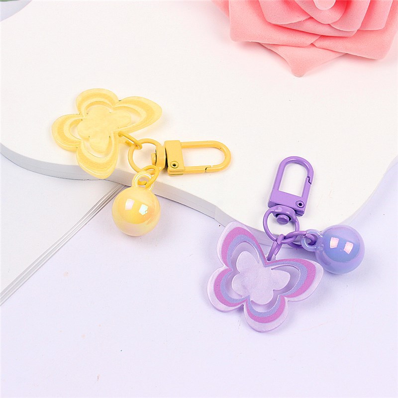 공장 직접 창조적 인 새로운 INS 캔디 컬러 아크릴 소재 컬러 나비 키 체인 학생 가방 펜던트