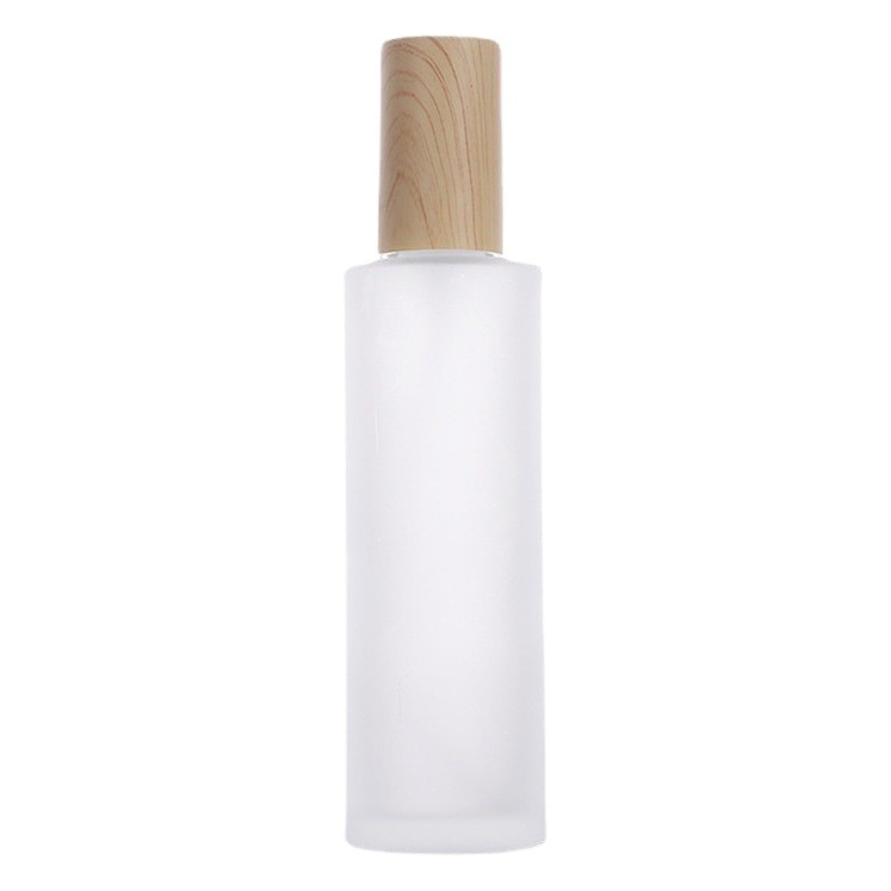 20-120ml botella de loción de vidrio esmerilado botella de spray cubierta de grano de madera botella cosmética