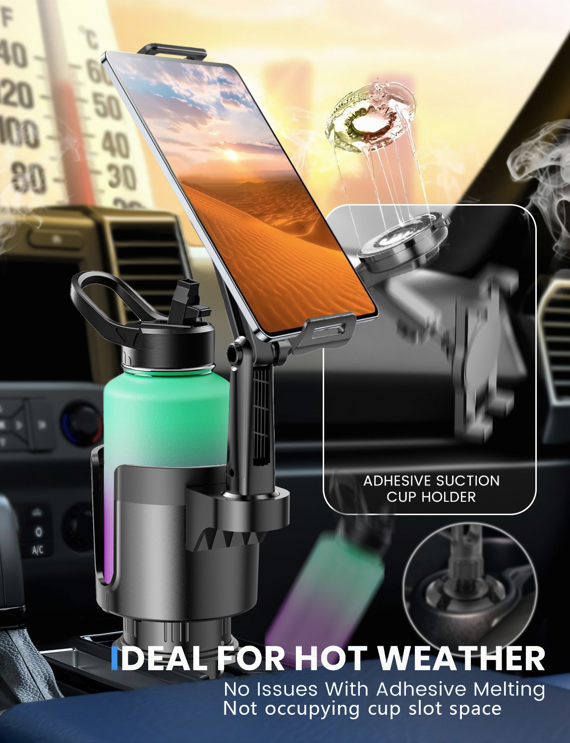 Car mobile phone water cup holder multi-functional water cup holder car mobile phone air outlet holder two-in-one beverage holder