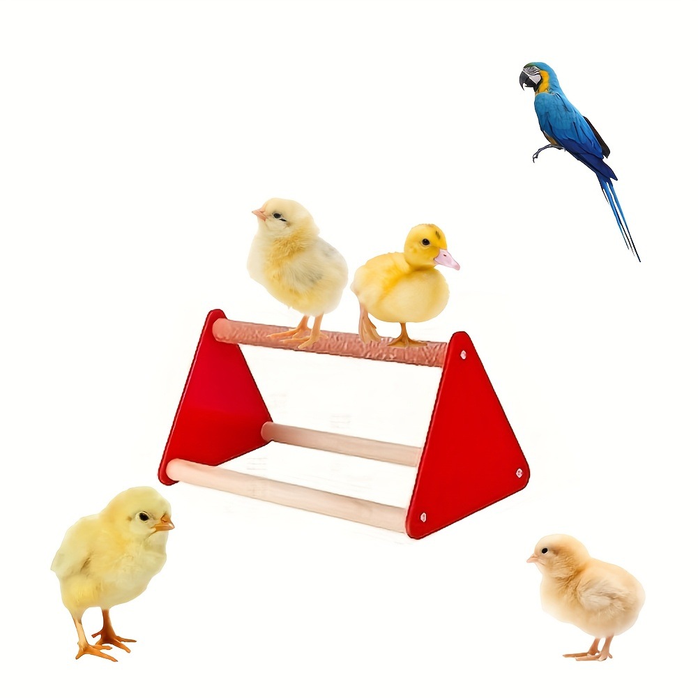 Wooden Pet Bird Stand Rack Triangle Outdoor Chicken Coop Standing Rack Wooden Chicken House Habitat Chick Stand Rack Toy