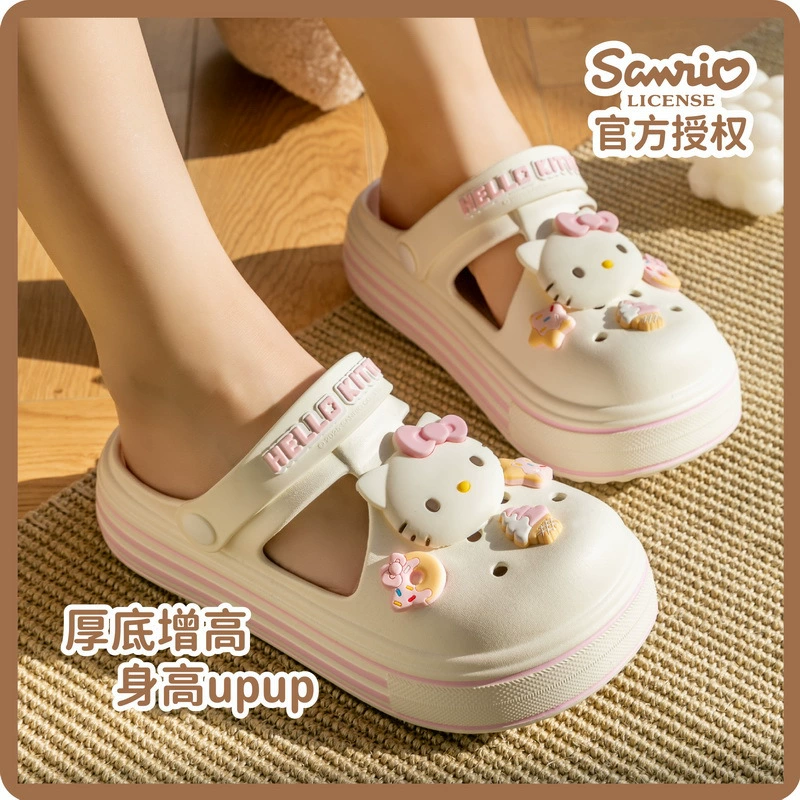 Hello Kitty, летняя пляжная обувь на платформе, детская горка, тапочки, сумка для обуви, семейный стиль