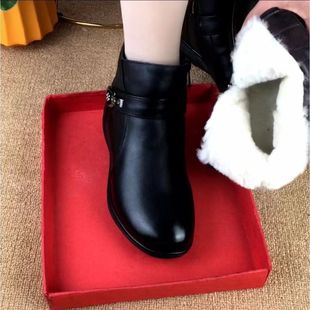 Cotton Shoes and Boots for Women, Winter Flat Women's Shoes, Middle-Aged and Elderly Women's Shoes, Middle-Aged Flat Boots, Short Boots