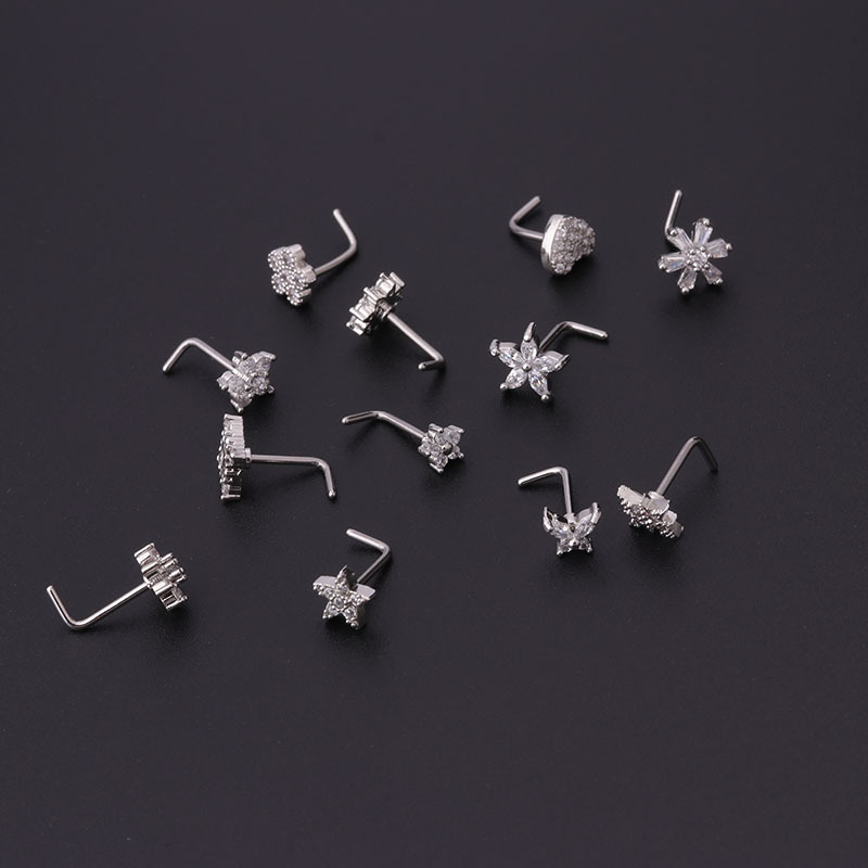 Nose Rings & Studs Fashion Flower 316L Stainless Steel  Copper Plating display picture 3