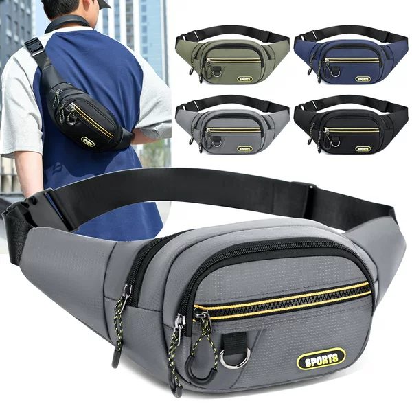 2024 New Men's Sports Waist Bag Multifunctional Large Capacity Crossbody Bag Outdoor Running Phone Bag Fashion Trend