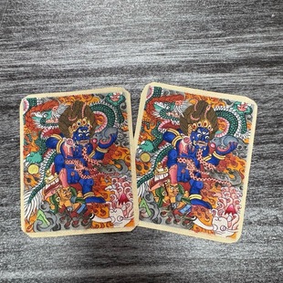 Hand-Painted Buddha Statue Thangka from Xizang, Nepal, Black God of Wealth 4×5 Card Core