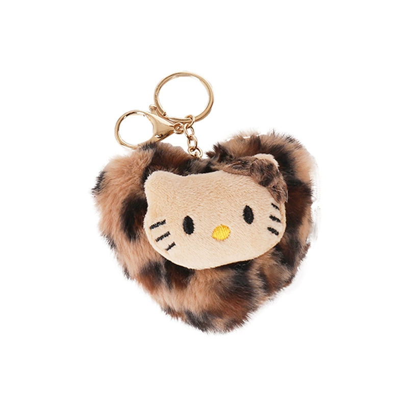 Брелок-игрушка Hello Kitty в виде сумочки, сердце принт леопард, подвеска из искусственного меха