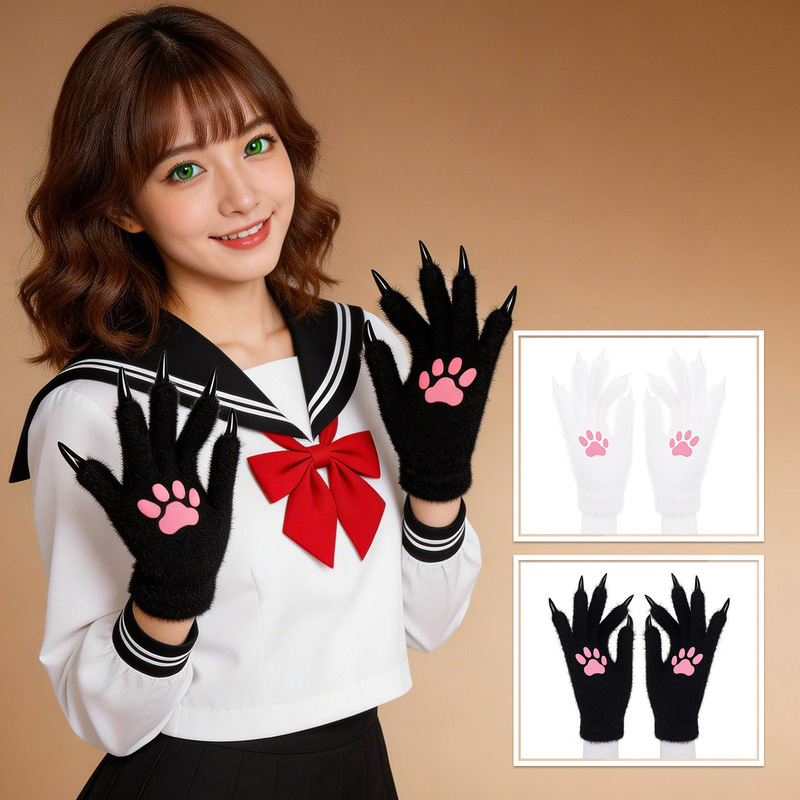 Cross-Border Animal Claw Gloves Silicone Padded Short Five-Finger Gloves with Realistic Nails for Cosplay Ghost Claw Props Cross-Border Animal Claw Gloves Silicone Padded Short Five-Finger Gloves with Realistic Nails for Cosplay Ghost Claw Props