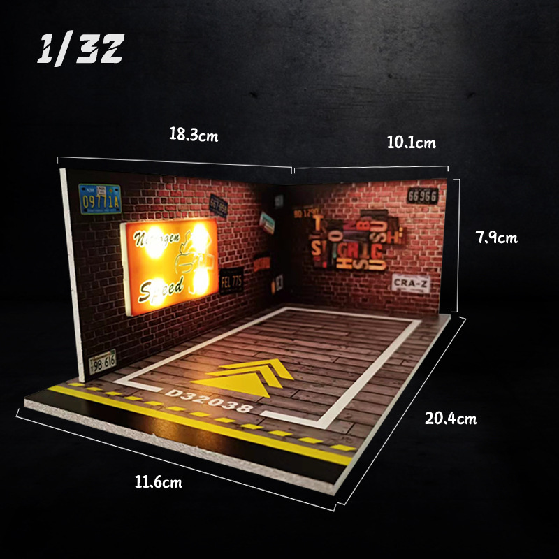 Aleación modelo de coche 1:32 y 1 relación 24pvc subterráneo estacionamiento edificio modelo iluminación en vivo escena Decoración