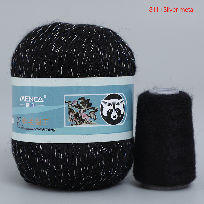 Hilo de lana de visón de lana larga Monopolio de la marca MENCA Hilo de lana de conejo de Angora Hilo de punto hecho a mano de 2 hilos