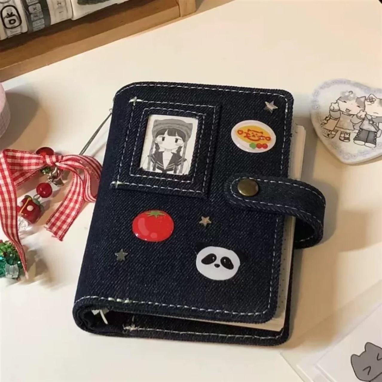 ins复古牛仔蓝m5手账本内页学生高颜值日系活页笔记本随身口袋