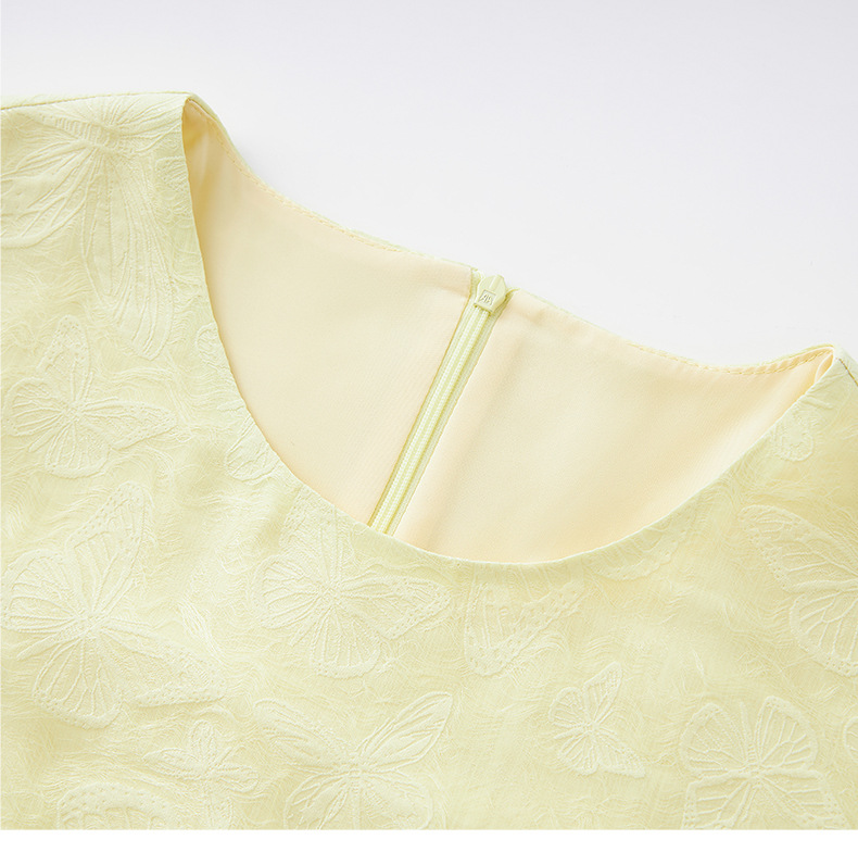 Váy maxi nữ thắt eo họa tiết bướm dập nổi jacquard — Màu hồng chi tiết 17