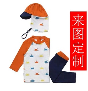 Children Girls Boys Long Sleeve Zipper Surf Suit Sunscreen Fisherman Hat 3 Piece Set Sunscreen UV Swim Cap Swimwear Factory