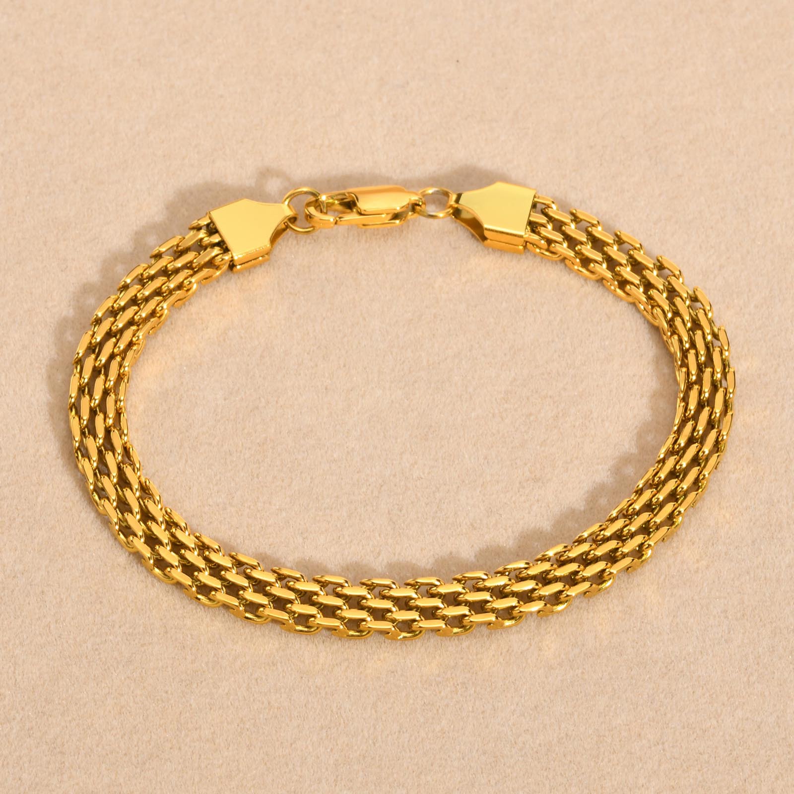 Gold Plated Plating Material PVD Coated Gold Plated Geometric Solid Color 304 Stainless Steel Simple Style Waterproof Non Tarnish 201 Stainless Steel Bracelets