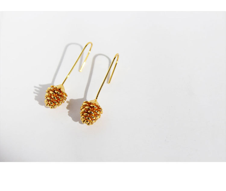 Simple Cute Three-dimensional Fun Pine Cone Copper Ear Hook Earrings display picture 4