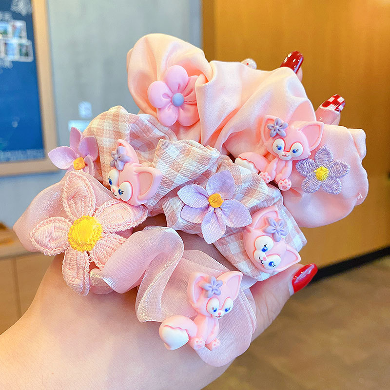 Lingnabel accesorios para el cabello niñas lindo anillo de pelo niña no hace daño accesorios para el cabello banda de goma Corea del Sur Rosa intestino grueso anillo al por mayor
