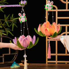 中秋節提灯 蓮花灯 蓮の花提灯 ツイストスティック 手作りDIY素材パック 手持ち発光うさぎ提灯