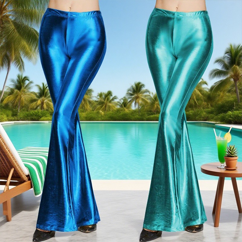 Meilaoshi tiro real Amazon Venta caliente pu leggings de las mujeres moda europea y americana apretados pantalones de cuero brillante pantalones acampanados