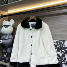 2024新款网红同款黑白仿水貂绒男士翻领秋冬时尚潮款休闲外套