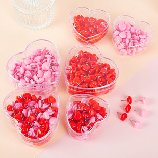 2025 New Cross-Border Creative Colorful Heart-Shaped Thumbtacks Plastic Photo Wall Pins Cork Board Flat Push Pins