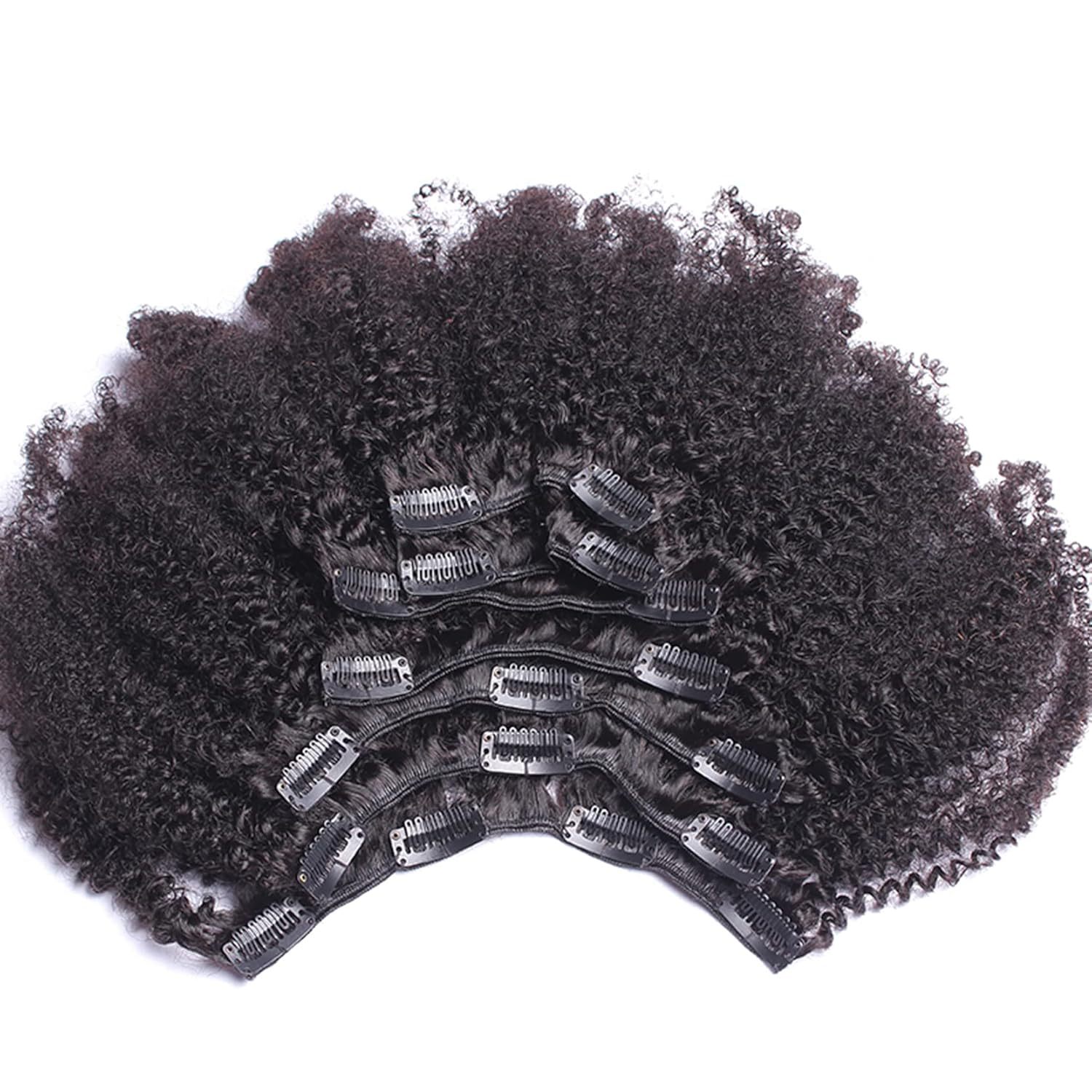 Extensiones de cabello Extensiones de cabello Rizos pequeños Cabello afro Fibra química Cabello sintético Postizo Juego de 8 piezas 17 tarjetas_voghion.com