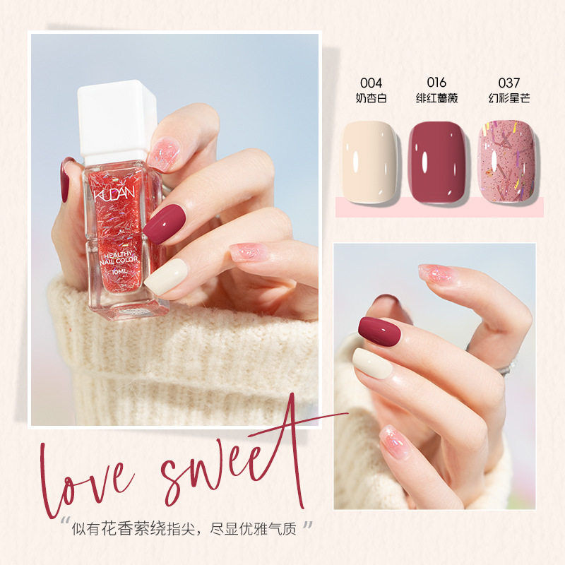 KUDAN / Coolant esmalte de uñas a base de agua sin hornear, seco rápido y duradero, se puede desgarrar 10ml de esmalte de uñas con perfume ligero.
