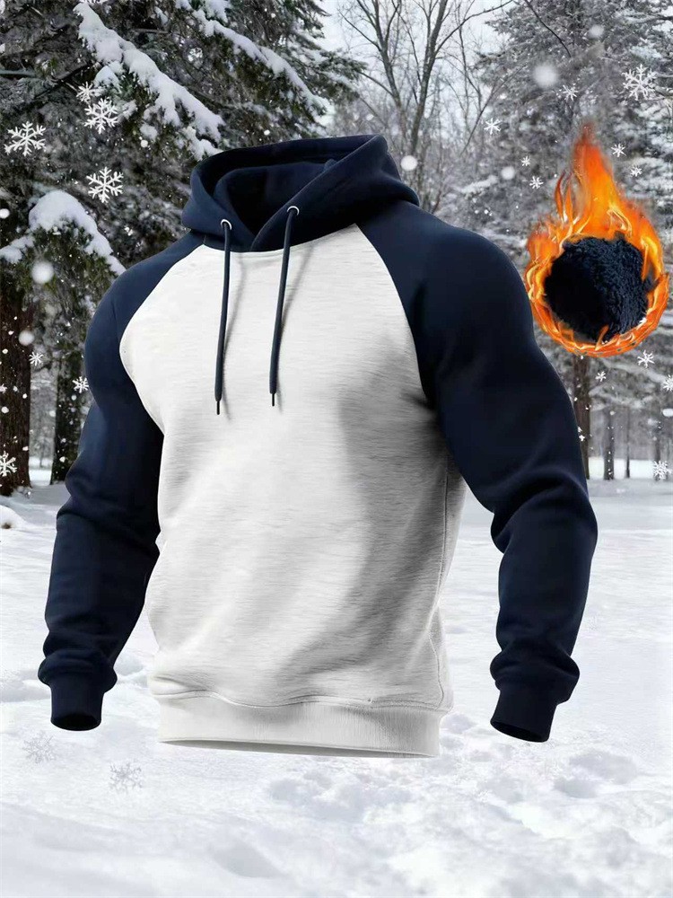 Herren Hoodie Mit Fleecefutter Und Farbblock Design Winter_voghion.com