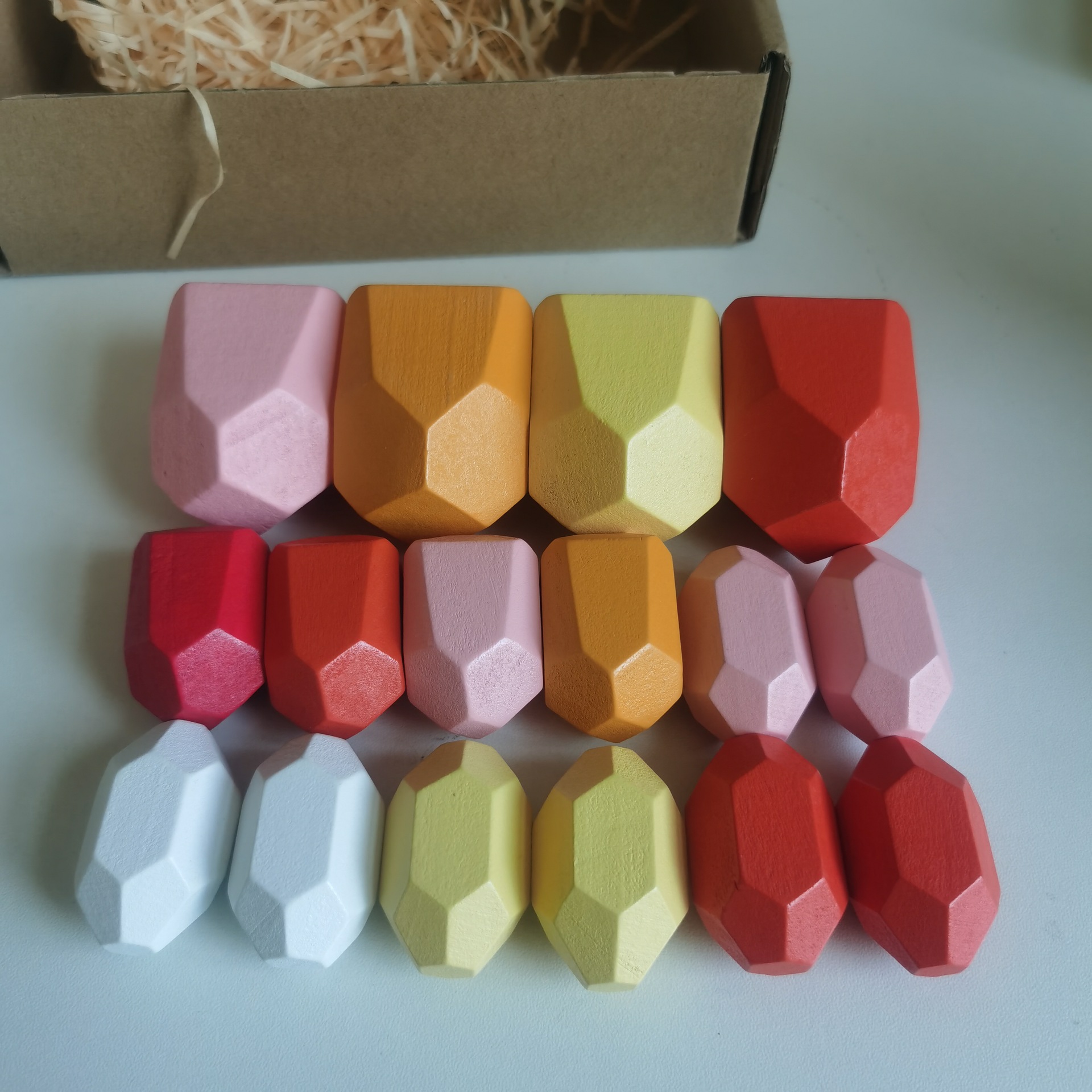 Piedra laminada de madera para niños piedra de color Montessori de madera equilibrio cognitivo laminado bloques de construcción juguetes de educación temprana