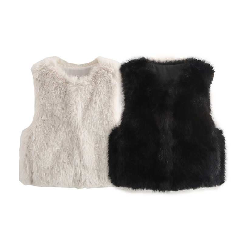 Foreign trade wholesale autumn new European and American wind artificial fur effect short vest 1255799 Foreign trade wholesale autumn new European and American wind artificial fur effect short vest 1255799