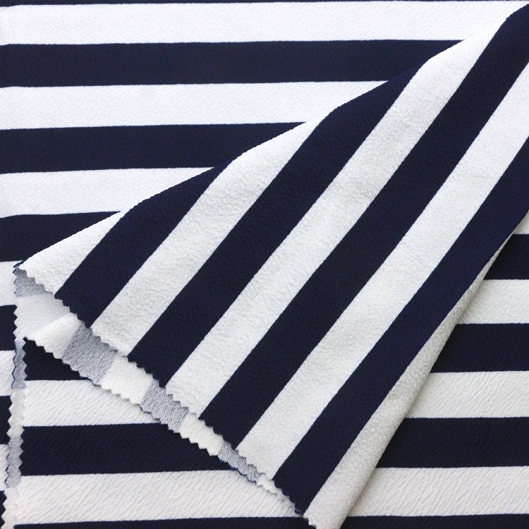 彩条印花涤纶氨纶弹力提花双面布空气层牛肚布起皱泡泡布服装面料