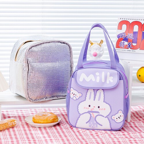 Good-looking, large-capacity student insulated lunch box bag, cute cartoon handbag, outdoor picnic bag, lunch bag for work
