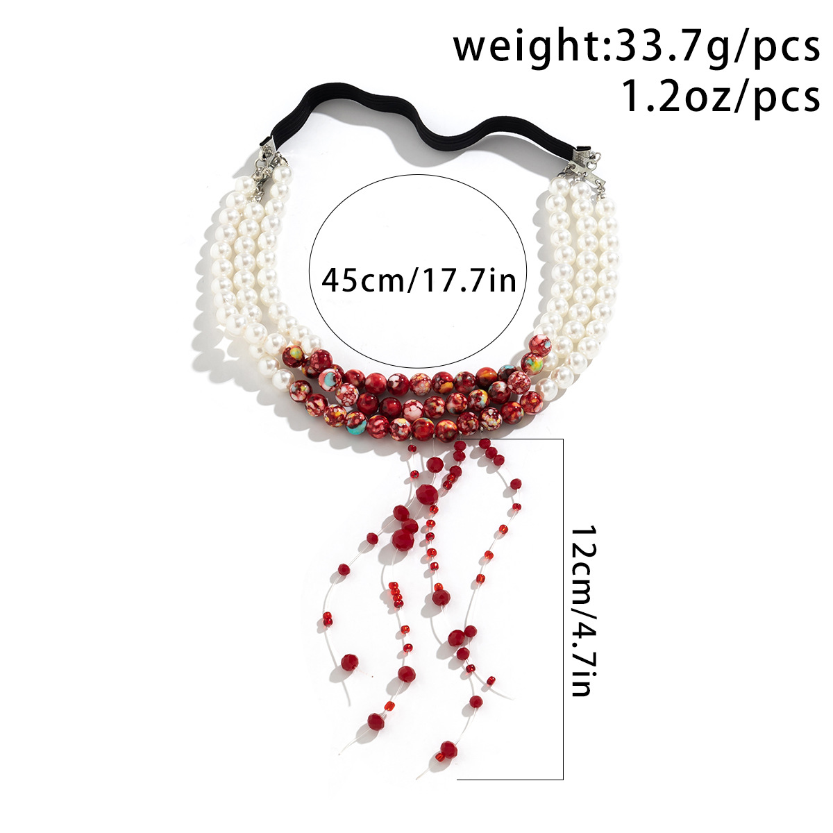 Collana con colletto con frange, dolce e fresco, stile gotico, con goccia di sangue, personalità di Halloween, girocollo con perline_voghion.com