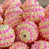 16-22mm resin drilling the ball rose red+light yellow AB striped drilling ball bead chunky beads diamond