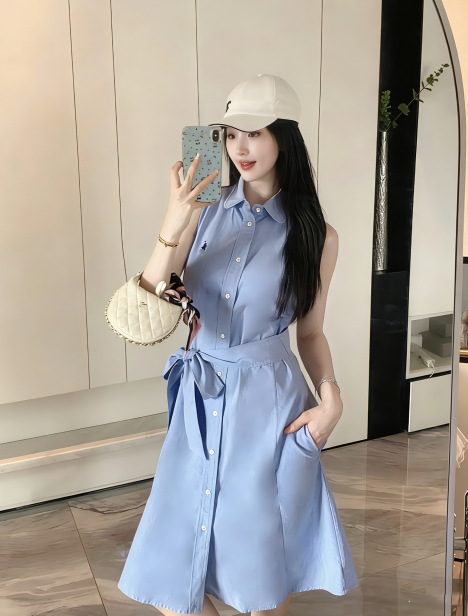 High-quality RL Love dress sky blue whitening sleeveless skirt…