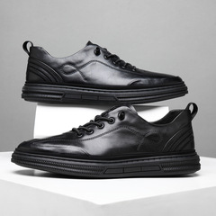 2023新款男士頭層牛皮休閒板鞋一腳蹬真皮運動單鞋男時尚男鞋代發