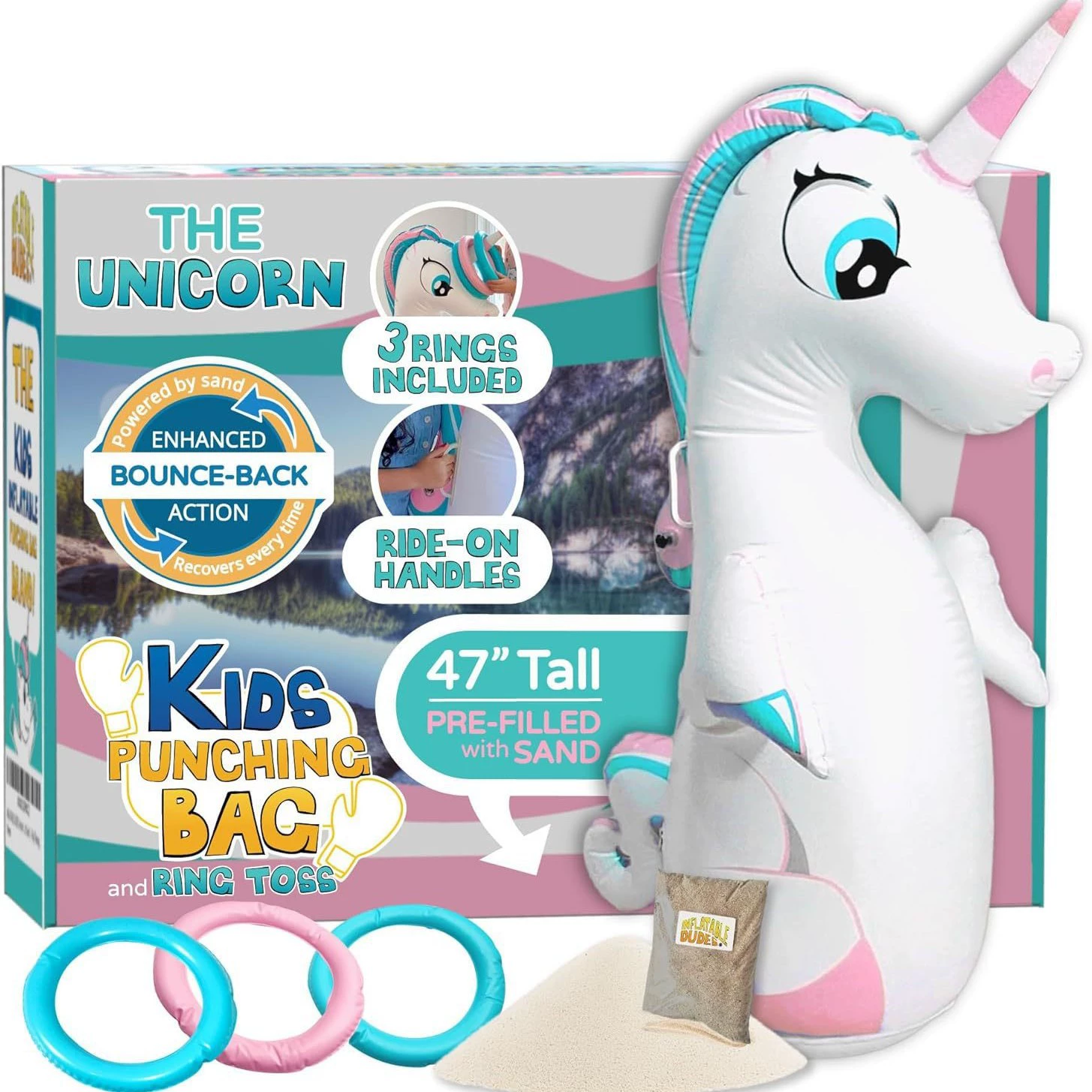 Надувная боксерская колонна в виде единорога для взрослых, чтобы снять гнев, детское животное можно наполнить водой и песком, мини-тумблер