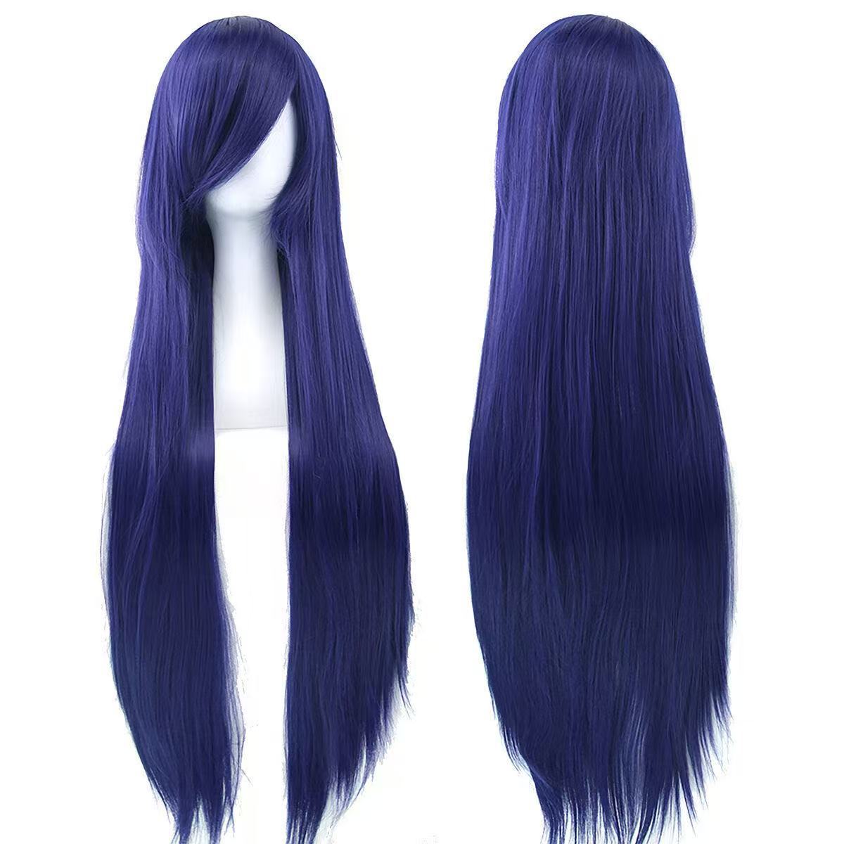 European and American Style Wig 80cm Colorful Long Straight Hair Anime Cos Wig High-Temperature Fiber Chemical Fiber Hair Head Cover - photo 25