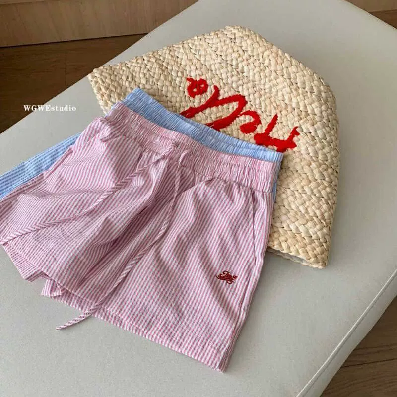 Широкие шорты с полосками, вышивкой букв и завязками, лето 2025, новые модные шорты, свободные повседневные брюки три четверти
