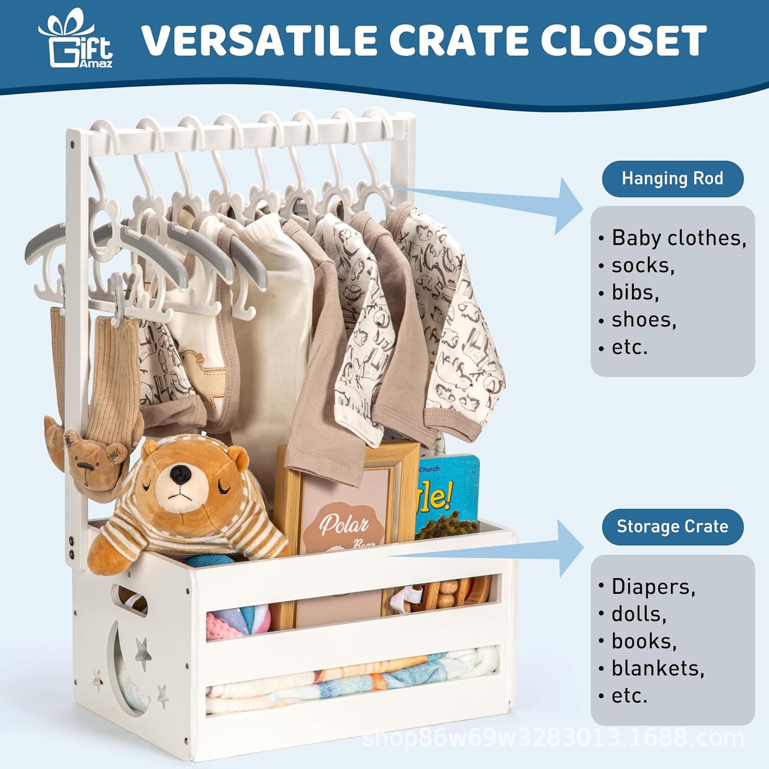 Clothing Toy Storage Basket Baby Clothing Storage Rack Wooden Storage Box Solid Wood Baby Products Storage Box Home