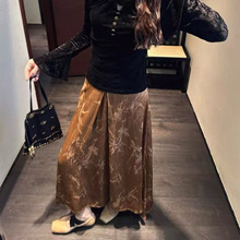 【沐川】炒色亚麻暗纹提花插片半裙2025秋季新款时髦大裙摆半身裙