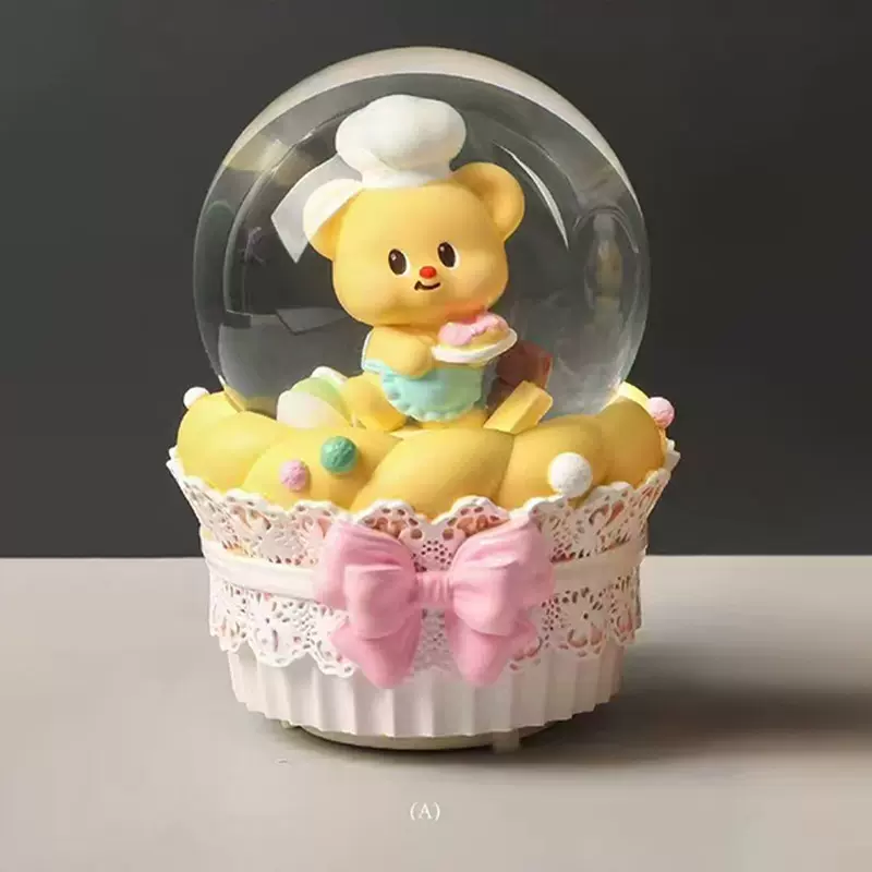 卡通可爱熊熊甜蜜营业中水晶球创意新款音乐盒发光件儿童水球批发