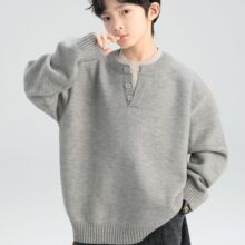 男童装假两件毛衣2025新款针织上衣中大儿童...