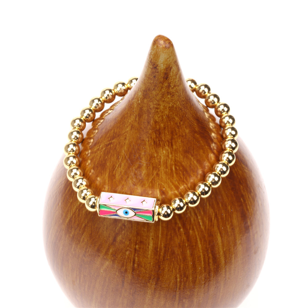 wholesale jewelry devilu0027s eye enamel beaded copper bracelet cnihaojewelry