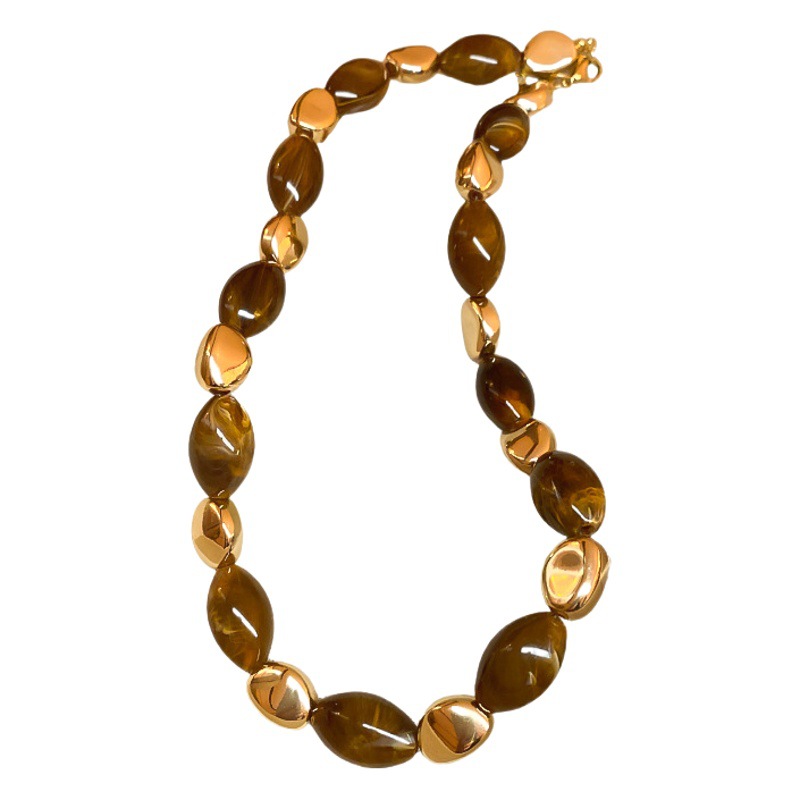 Maillard elegante resina Oval collar geométrico nicho Cadena de suéter de alta calidad de moda diaria collar de todo fósforo para las mujeres