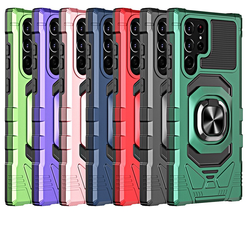 For Samsung s24ultra phone case S23FE military anti-fall A55 car magnetic A35 ring buckle tide A23