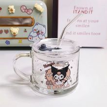 卡通玻璃杯库洛米美乐蒂玉桂狗儿童牛奶杯水杯学生早餐杯刻度杯子