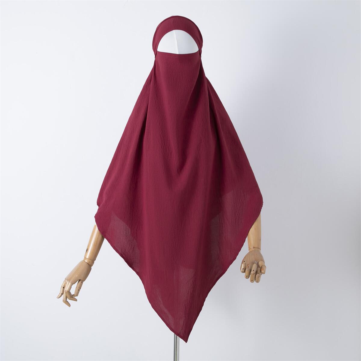 Damenbekleidung einfarbige Spitze Muslim Doppelschicht Kopftuch_voghion.com