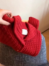 自留款推荐~新年红翻领麻花毛衣开衫女冬季新款软糯针织外套