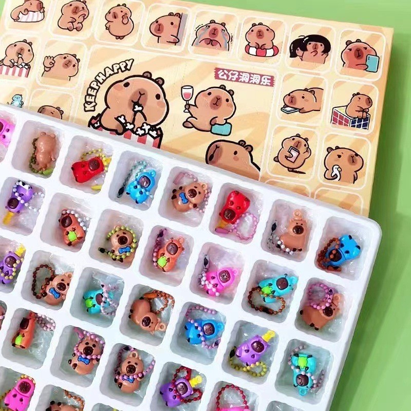 Trendy Blind Box Surprise Toy Capybara Children's Figurine Poke-And-Play Toy Keychain for Stall Sales